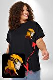 Street Fighter Ken Masters Kareteci Siyah Büyük Beden Kadın Basic Minimal Baskılı Tişört