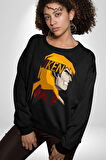 Street Fighter Ken Masters Kareteci Kadın Erkek Siyah Sweatshirt 