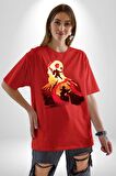 God Of War Kratos Oyun Pamuklu Bisiklet Yaka Kadın Erkek Oversize Boyfriend Dijital Baskılı Kırmızı T-shirt