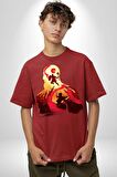God Of War Kratos Oyun Pamuklu Bisiklet Yaka Kadın Erkek Oversize Boyfriend Dijital Baskılı Kırmızı T-shirt