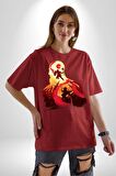 God Of War Kratos Oyun Pamuklu Bisiklet Yaka Kadın Erkek Oversize Boyfriend Dijital Baskılı Kırmızı T-shirt