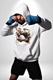 Kung Fu Panda Kadın Erkek  Beyaz Kapüşonlu Sweatshirt Hoodie