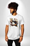 Kung Fu Panda Kadın Erkek Unisex Beyaz Organik Baskılı T-Shirt Penye Yüksek Kalite