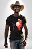Süper Kahraman Big Hero Kadın Erkek Unisex Siyah Organik Baskılı T-Shirt Penye Yüksek Kalite