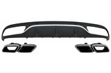 W205 C SERİSİ (AMG SEDAN) İÇİN C63 GÖRÜNÜM  DİFÜZÖR (MAT GRİ ÇİZİGİLİ )  VE EGZOZ SETİ