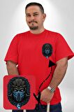 Mortal Kombat Sub-Zero  Kırmızı Büyük Beden Kadın Basic Minimal Baskılı Tişört