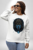 Mortal Kombat Sub-Zero  Kadın Erkek Beyaz Sweatshirt 