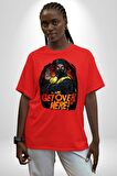 Mortal Kombat Scorpion Buraya Gel Pamuklu Bisiklet Yaka Kadın Erkek Oversize Boyfriend Dijital Baskılı Kırmızı T-shirt
