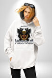 Neopolis Rottweiler Viking Kadın Erkek  Beyaz Kapüşonlu Sweatshirt Hoodie