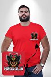 Neopolis Rottweiler Viking Kırmızı Büyük Beden Kadın Basic Minimal Baskılı Tişört