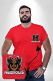 Neopolis Rottweiler Viking Kırmızı Büyük Beden Kadın Basic Minimal Baskılı Tişört
