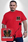 Neopolis Rottweiler Viking Kırmızı Büyük Beden Kadın Basic Minimal Baskılı Tişört