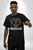 Neopolis Rottweiler Viking Pamuklu Bisiklet Yaka Kadın Erkek Oversize Boyfriend Dijital Baskılı Siyah T-shirt