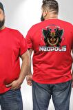 Neopolis Rottweiler Viking Büyük Beden Kırmızı Tişört Kadın Erkek Ünisex Sırt Baskılı