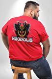 Neopolis Rottweiler Viking Büyük Beden Kırmızı Tişört Kadın Erkek Ünisex Sırt Baskılı
