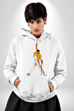 Queen Freddie Mercury  Kadın Erkek  Beyaz Kapüşonlu Sweatshirt Hoodie