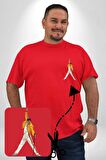 Queen Freddie Mercury  Kırmızı Büyük Beden Kadın Basic Minimal Baskılı Tişört