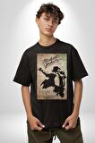 Michael Jackson  Pamuklu Bisiklet Yaka Kadın Erkek Oversize Boyfriend Dijital Baskılı Siyah T-shirt