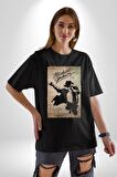Michael Jackson  Pamuklu Bisiklet Yaka Kadın Erkek Oversize Boyfriend Dijital Baskılı Siyah T-shirt