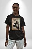 Michael Jackson  Pamuklu Bisiklet Yaka Kadın Erkek Oversize Boyfriend Dijital Baskılı Siyah T-shirt
