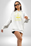 Nirvana Müzik Grubu Kadın Erkek  Beyaz Kapüşonlu Sweatshirt Hoodie