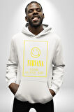 Nirvana Müzik Grubu Kadın Erkek  Beyaz Kapüşonlu Sweatshirt Hoodie