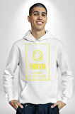 Nirvana Müzik Grubu Kadın Erkek  Beyaz Kapüşonlu Sweatshirt Hoodie