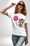 Basketbol Tavşan Lola Bunny  Kadın Erkek Unisex Beyaz Organik Baskılı T-Shirt Penye Yüksek Kalite