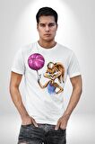 Basketbol Tavşan Lola Bunny  Kadın Erkek Unisex Beyaz Organik Baskılı T-Shirt Penye Yüksek Kalite