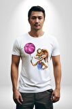 Basketbol Tavşan Lola Bunny  Kadın Erkek Unisex Beyaz Organik Baskılı T-Shirt Penye Yüksek Kalite
