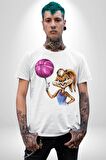 Basketbol Tavşan Lola Bunny  Kadın Erkek Unisex Beyaz Organik Baskılı T-Shirt Penye Yüksek Kalite