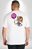 Basketbol Tavşan Lola Bunny  Büyük Beden Beyaz Tişört Kadın Erkek Ünisex Sırt Baskılı