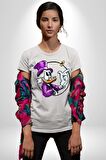 Varyemez Amca McDuck  Kadın Erkek Unisex Beyaz Organik Baskılı T-Shirt Penye Yüksek Kalite