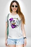 Varyemez Amca McDuck  Kadın Erkek Unisex Beyaz Organik Baskılı T-Shirt Penye Yüksek Kalite