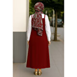 Kadın Bordo Basic Ayarlanabilir Askılı Jile Elbise