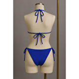 Kadın Mavi Yandan Ve Boyundan Bağlamalı Bikini Mayo Takımı