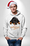 Rottweiler Sevgisi Kadın Erkek  Beyaz Kapüşonlu Sweatshirt Hoodie