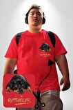 Rottweiler Sevgisi Kırmızı Büyük Beden Kadın Basic Minimal Baskılı Tişört