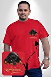 Rottweiler Sevgisi Kırmızı Büyük Beden Kadın Basic Minimal Baskılı Tişört
