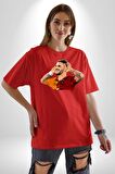 Mauro Icardi Gol Sevinci Pamuklu Bisiklet Yaka Kadın Erkek Oversize Boyfriend Dijital Baskılı Kırmızı T-shirt