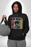 Atatürk İmzalı Türk Logo Kadın Erkek  Siyah Kapüşonlu Sweatshirt Hoodie