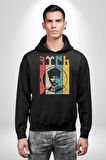 Atatürk İmzalı Türk Logo Kadın Erkek  Siyah Kapüşonlu Sweatshirt Hoodie