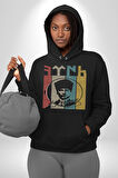 Atatürk İmzalı Türk Logo Kadın Erkek  Siyah Kapüşonlu Sweatshirt Hoodie