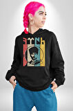 Atatürk İmzalı Türk Logo Kadın Erkek  Siyah Kapüşonlu Sweatshirt Hoodie