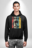 Atatürk İmzalı Türk Logo Kadın Erkek  Siyah Kapüşonlu Sweatshirt Hoodie