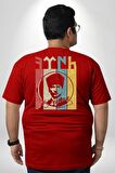 Atatürk İmzalı Türk Logo Büyük Beden Kırmızı Tişört Kadın Erkek Ünisex Sırt Baskılı