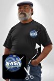 Nasa Logo Siyah Büyük Beden Kadın Basic Minimal Baskılı Tişört