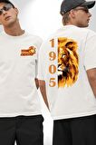 Aslan 1905 Taraftar Beyaz Oversize Kadın Erkek Ön ve Sırt Baskılı Tişört