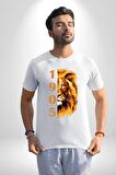 Aslan 1905 Taraftar Kadın Erkek Unisex Beyaz Organik Baskılı T-Shirt Penye Yüksek Kalite