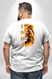 Aslan 1905 Taraftar Büyük Beden Beyaz Tişört Kadın Erkek Ünisex Sırt Baskılı